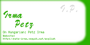 irma petz business card